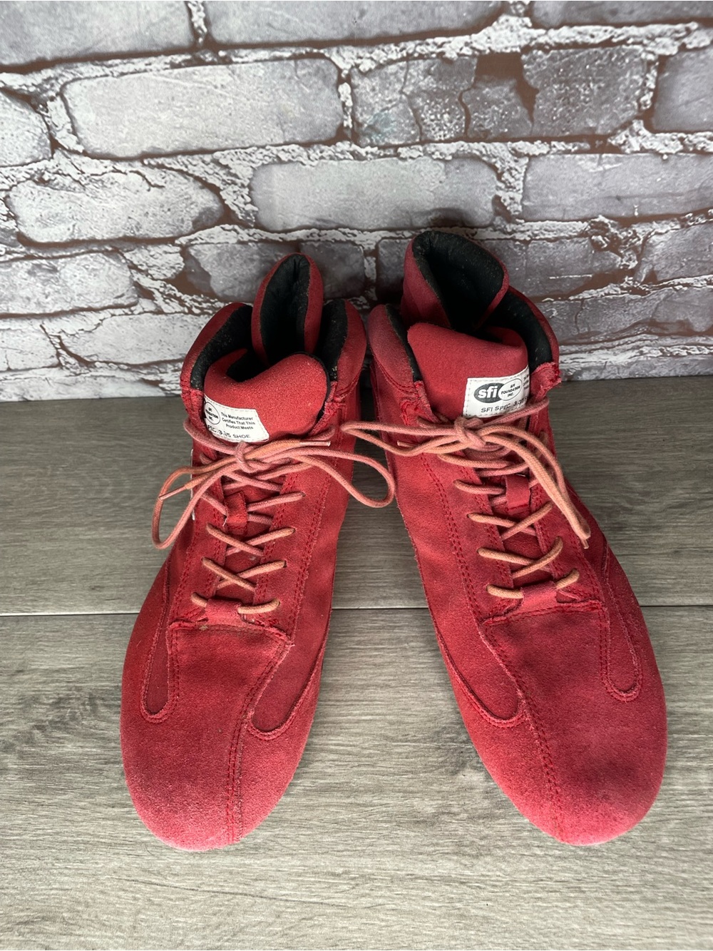 OMP Sport OS50 Rosso Red Fabric Lace Up Ankle Racing Boots Men’s Sz 13M US/46EU